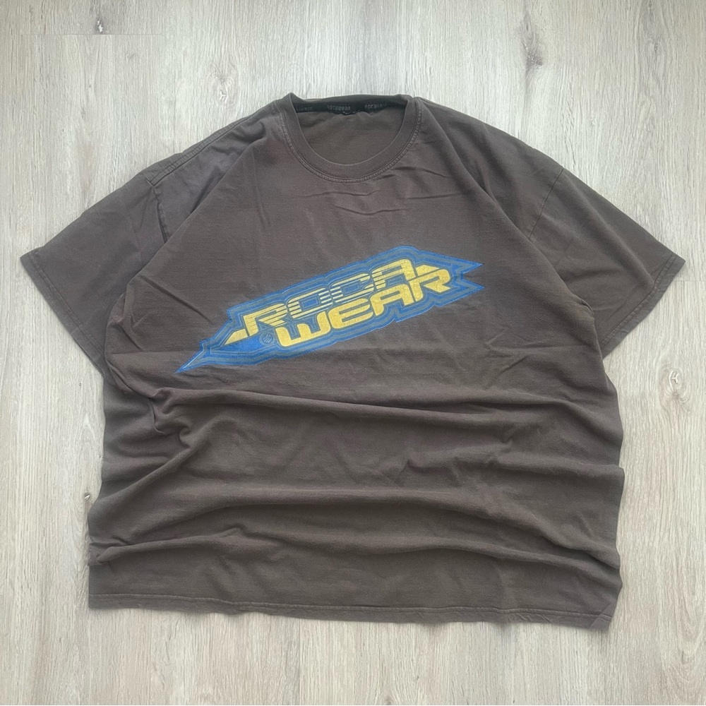 Vintage Y2K Rocawear Brown Graphic T Shirt Men’s XL Hip Hop Streetwear Essential